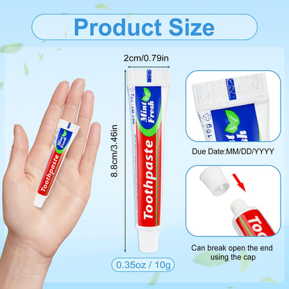 60 Tubes Travel Size Toothpaste 0.35 oz Mint Disposable Bulk Pocket Toothpaste for Travel