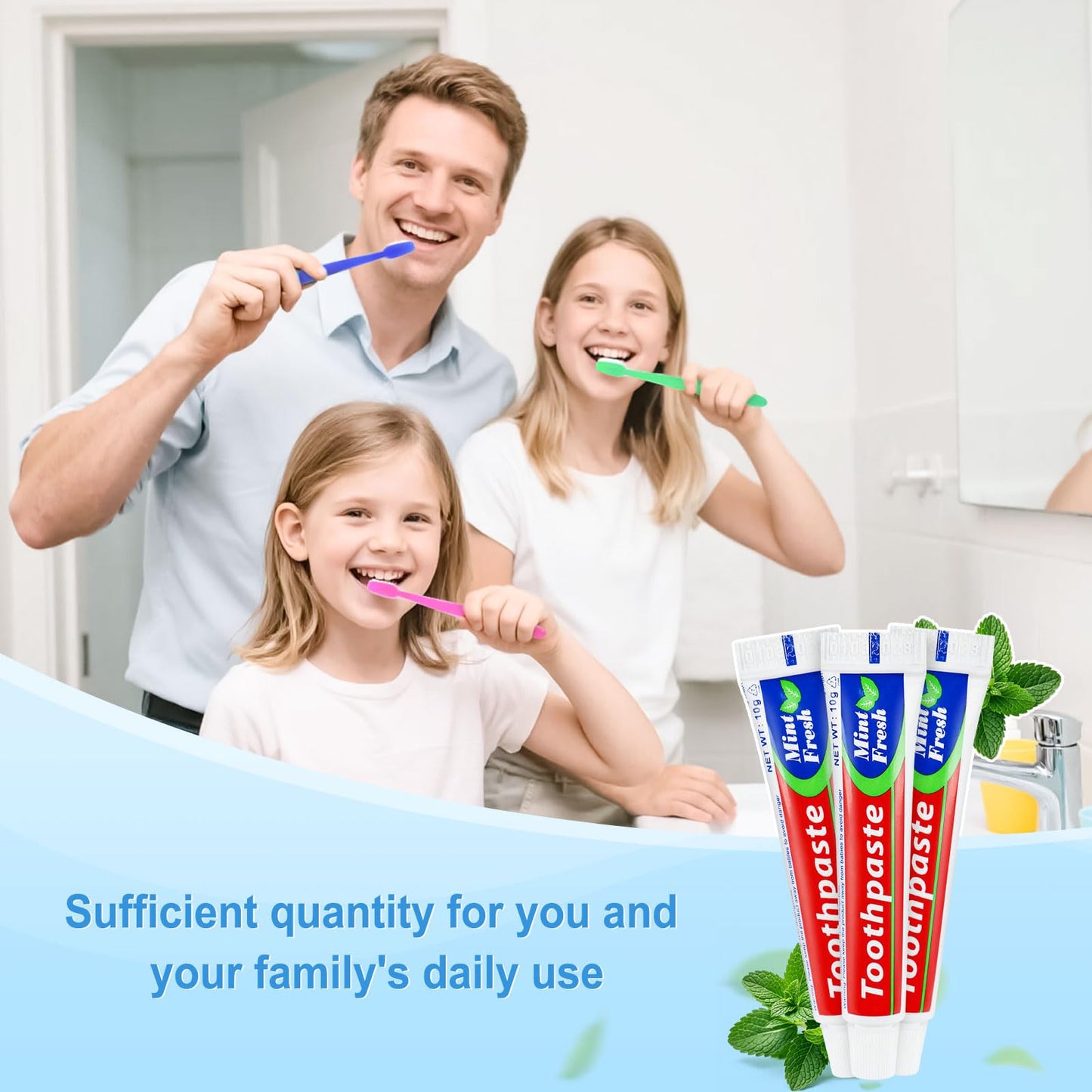 60 Tubes Travel Size Toothpaste 0.35 oz Mint Disposable Bulk Pocket Toothpaste for Travel