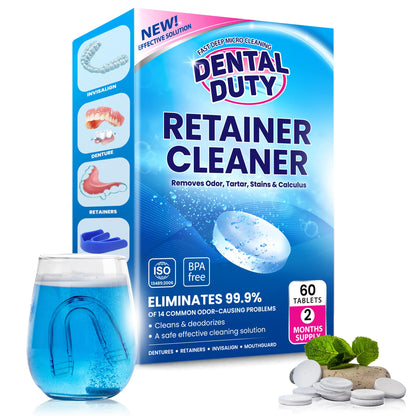 60-Unit Retainer & Denture Cleaning Tablets – Mouthguard Cleaner | Dental Duty