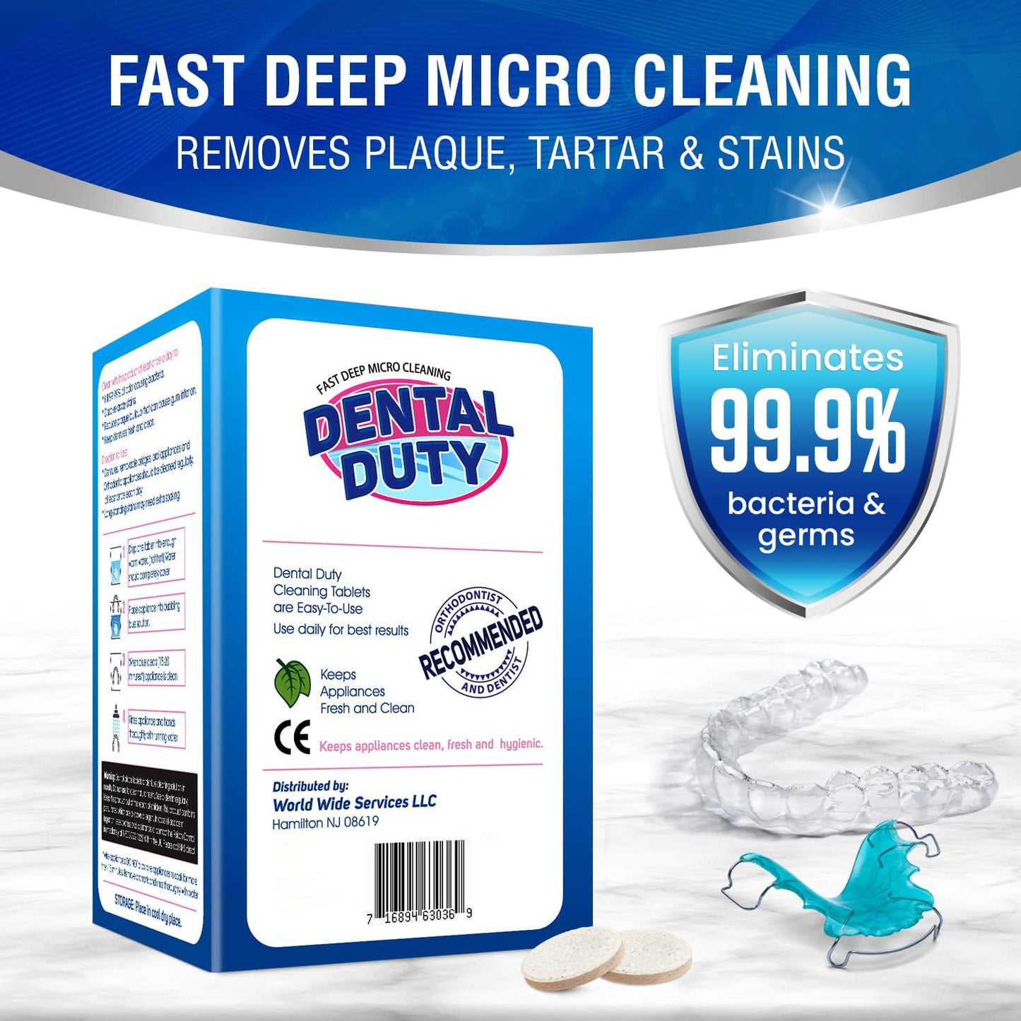 60-Unit Retainer & Denture Cleaning Tablets – Mouthguard Cleaner | Dental Duty