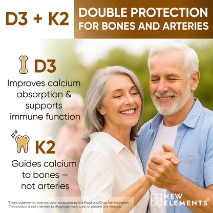 Magnesium Glycinate 1500mg + D3/K2 (10,000 IU) | 60 Vegan Capsules