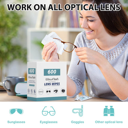 600 Count Lens Wipes for Eyeglasses – Scratch-Free, Streak-Free Pre-Moistened Wipes for Eyewear