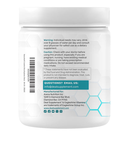 Instant Creatine Monohydrate Powder – 5g Serving, 120 Servings | Micronized, Unflavored, Fast Absorbing