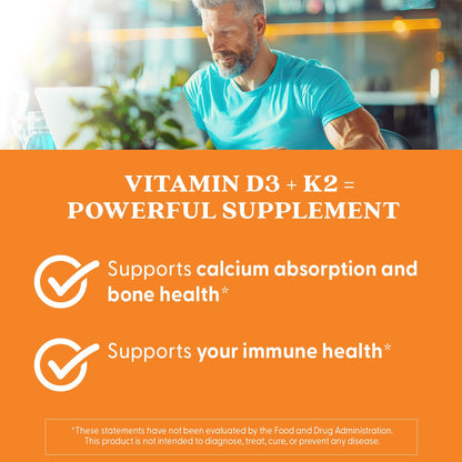 Doctor's Best Vitamin D3 + K2 MK-7 – Supports Bone, Tissue & Arterial Health, 5000 IU, 60 Veggie Caps