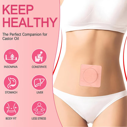 60Pcs Disposable Castor Oil Belly Button Patch - 3.15 x 3.15 Inches, Self-Adhesive, No-Wash, Organic Cotton, Anti-Seepage