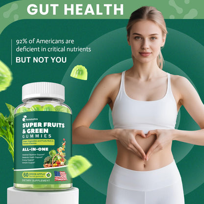 61-in-1 Super Greens Gummies for Women & Men | Probiotics, Energy & Digestive Health | Sugar Free