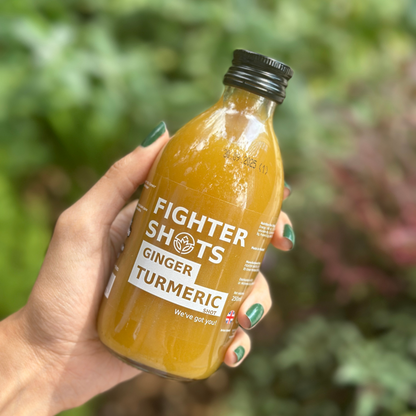 Fighter Shots Organic Ginger + Turmeric Dosing Bottle | 250ml | 150mg Curcumin Per Serving