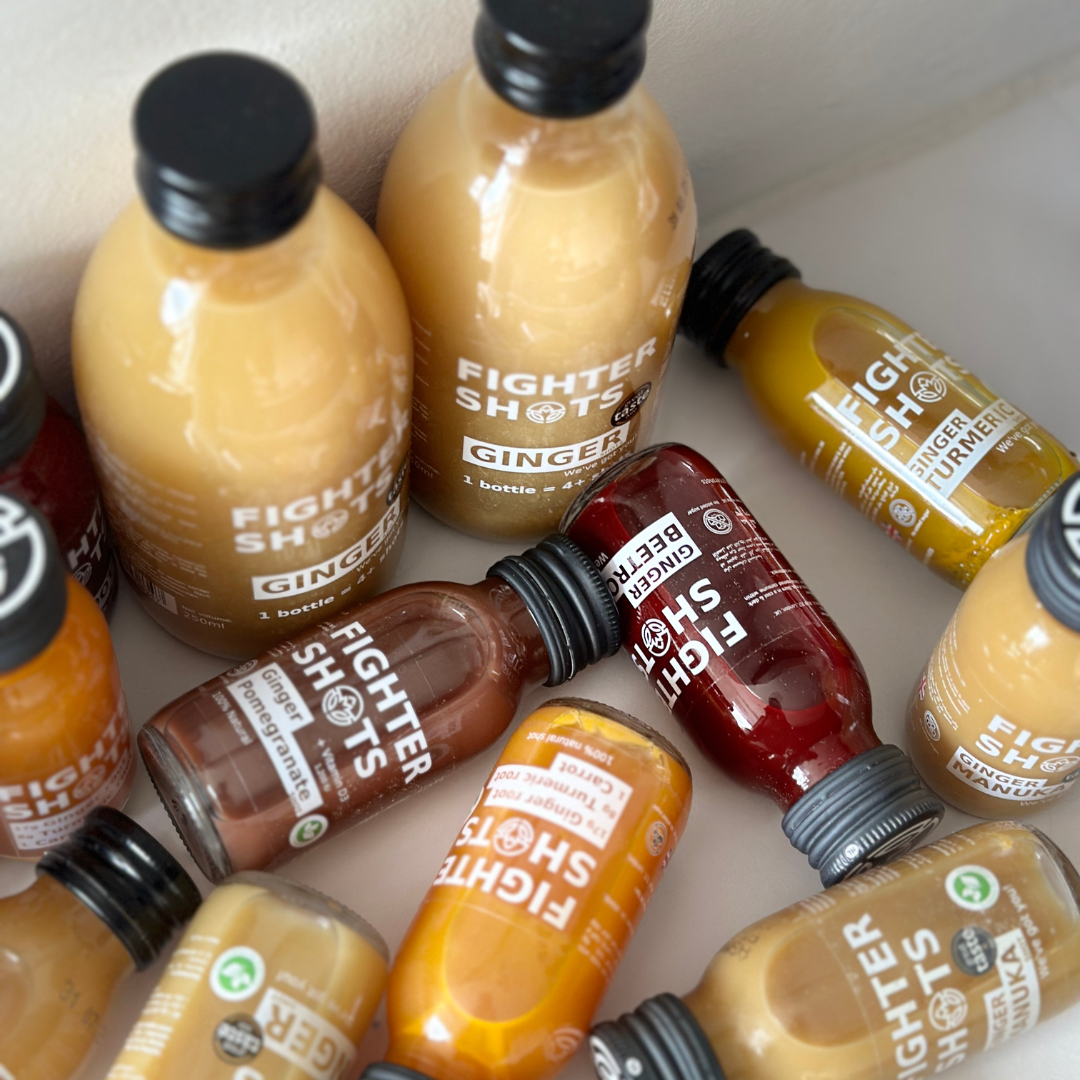 Fighter Shots Vegan Ginger + Beetroot Wellness Shot | Cold-Pressed | 60ml | Single, 6-Pack or 12-Pack
