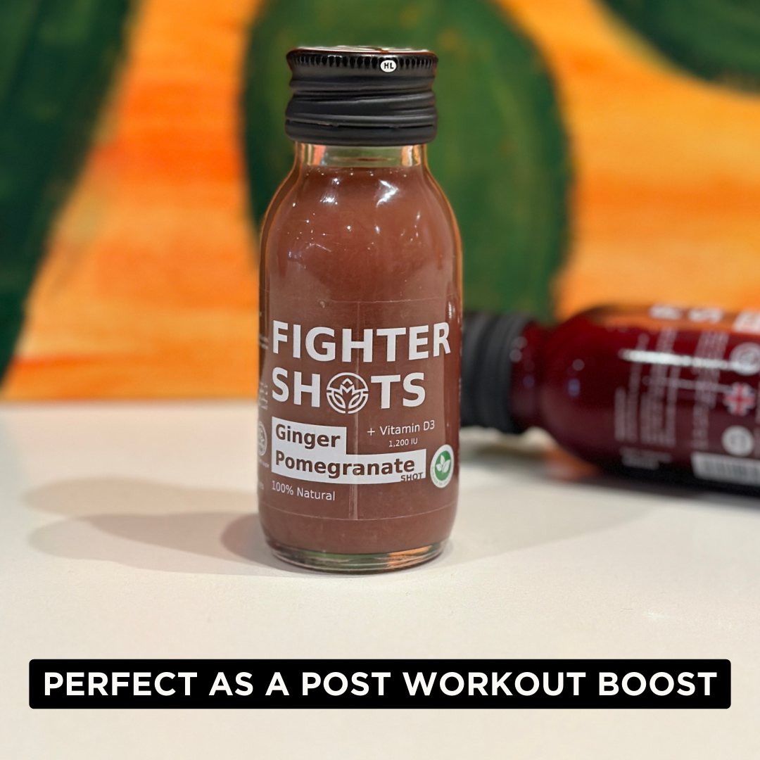 Fighter Shots Ginger + Pomegranate + Vitamin D3 Immunity Shot | 1,200 IU | 60ml | Single, 6-Pack or 12-Pack