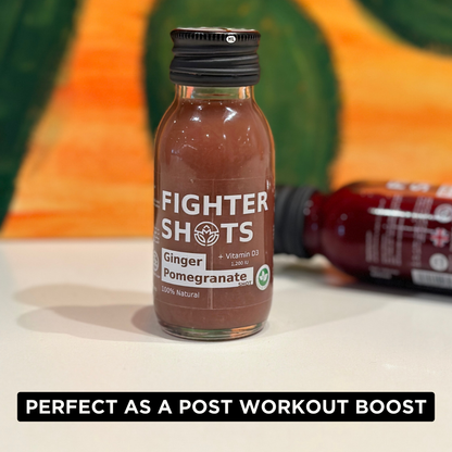 Fighter Shots Ginger + Pomegranate + Vitamin D3 Immunity Shot | 1,200 IU | 60ml | Single, 6-Pack or 12-Pack