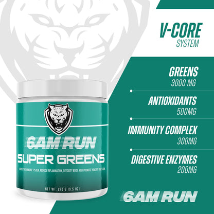 6AM Run Organic Plant-Based Super Greens Powder – Premium Superfood