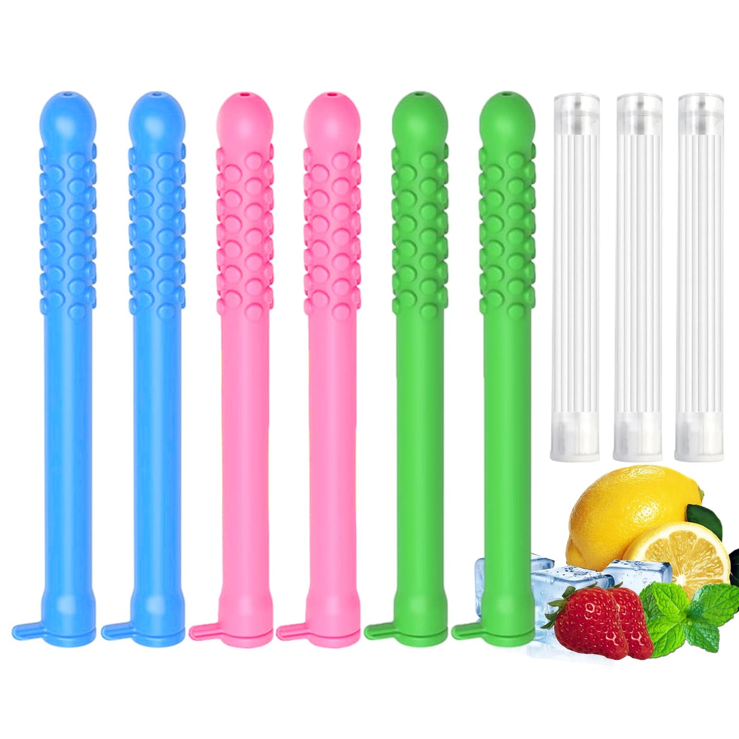 6Pcs Chewable Essential Oil Breath Sticks – Reusable Aromatherapy Breath Sticks with 18 Replacement Cores | Portable for Travel & Office