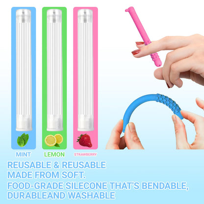 6Pcs Chewable Essential Oil Breath Sticks – Reusable Aromatherapy Breath Sticks with 18 Replacement Cores | Portable for Travel & Office