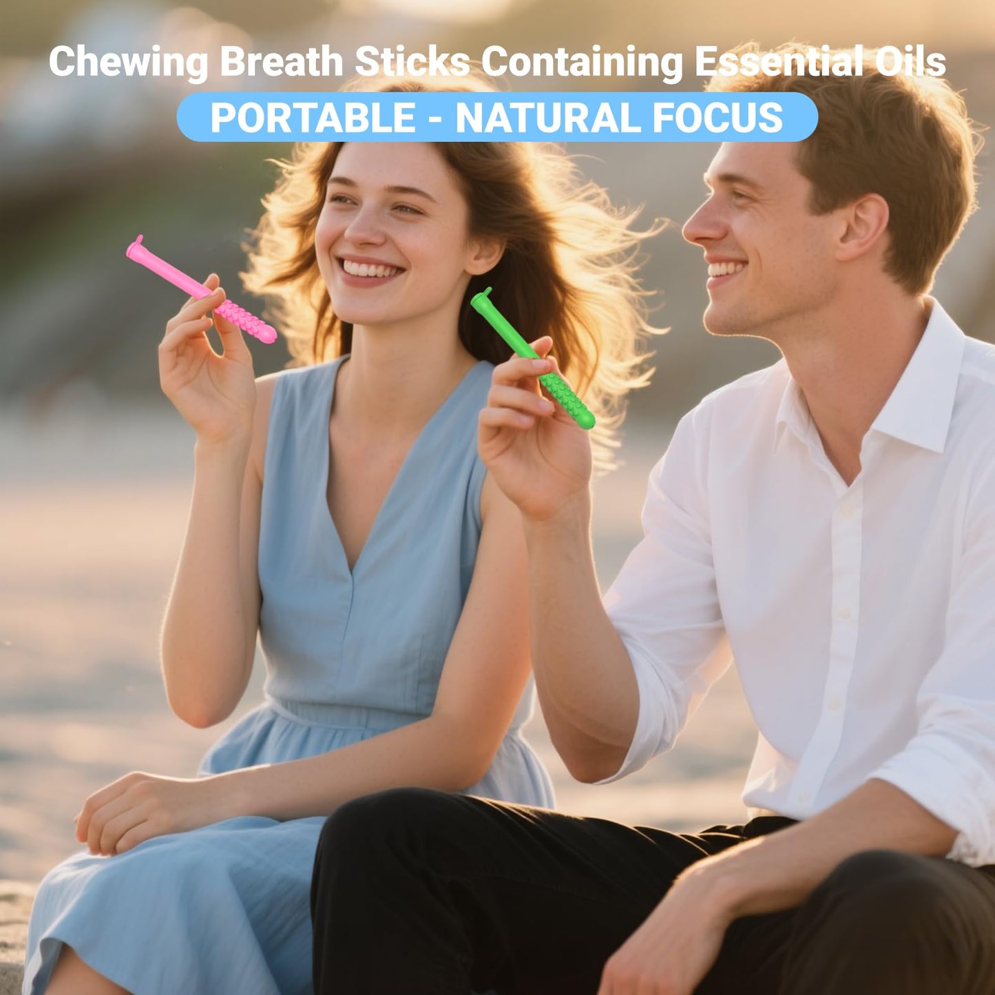 6Pcs Chewable Essential Oil Breath Sticks – Reusable Aromatherapy Breath Sticks with 18 Replacement Cores | Portable for Travel & Office