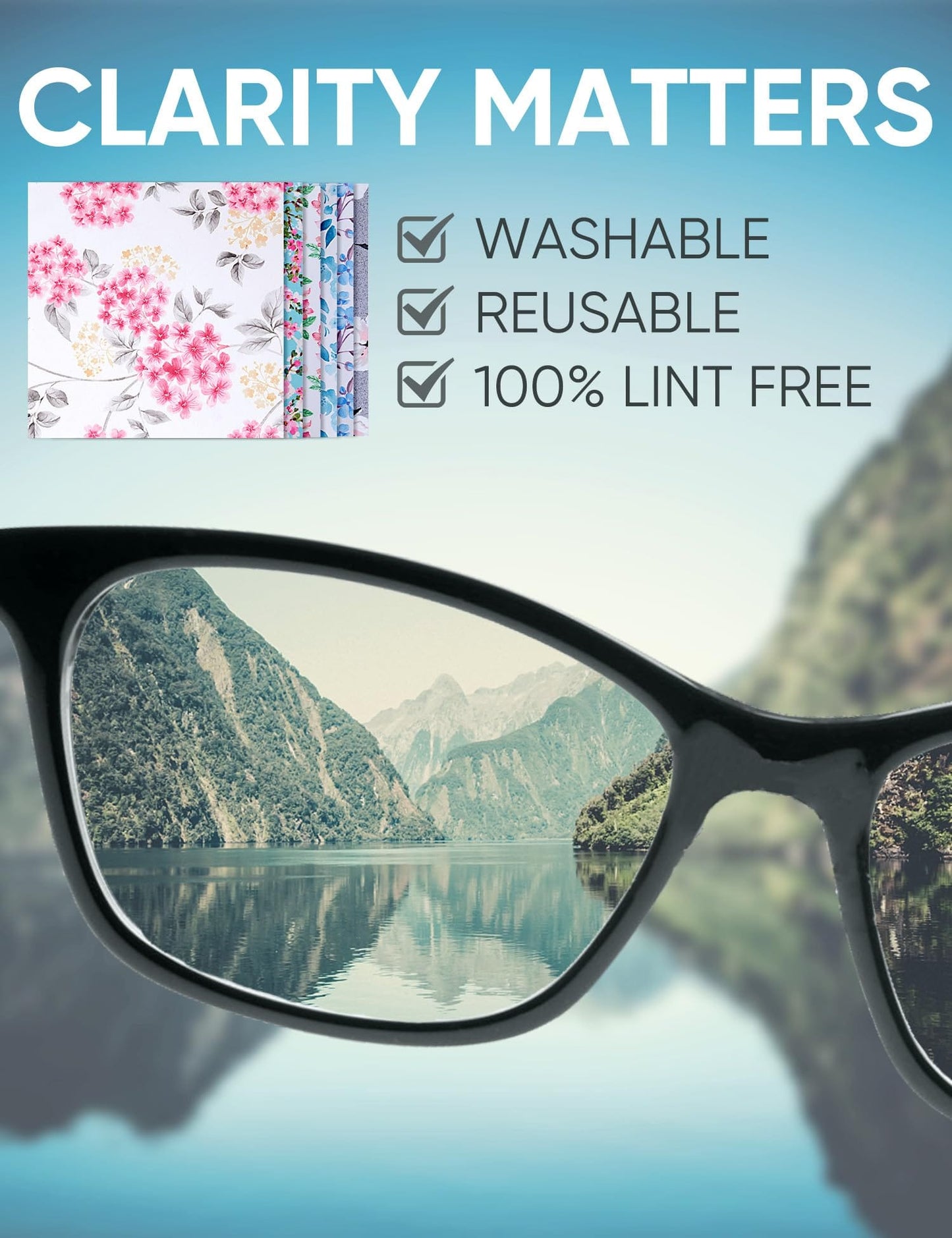6PCS Thickened Glasses Cleaning Cloths – Elegant Flower Design
