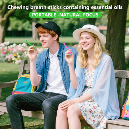 6PCS Flavored Chewable Sticks with Essential Oil – Fresh Breath & Focus, Portable Silicone Sticks