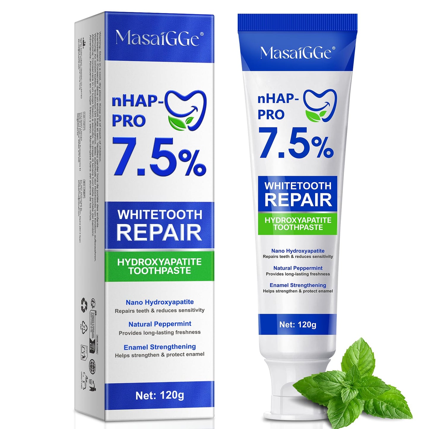 7.5% Hydroxyapatite Toothpaste for Enamel Protection, Tooth Strengthening, Gentle Mint | Fresh Breath & Daily Use
