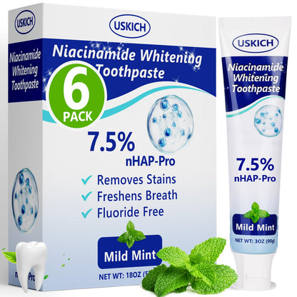 7.5% Nano Hydroxyapatite Toothpaste – Fluoride-Free Whitening & Sensitivity Relief (6 Pack)