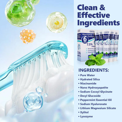 7.5% Nano Hydroxyapatite Toothpaste – Fluoride-Free Whitening & Sensitivity Relief (6 Pack)
