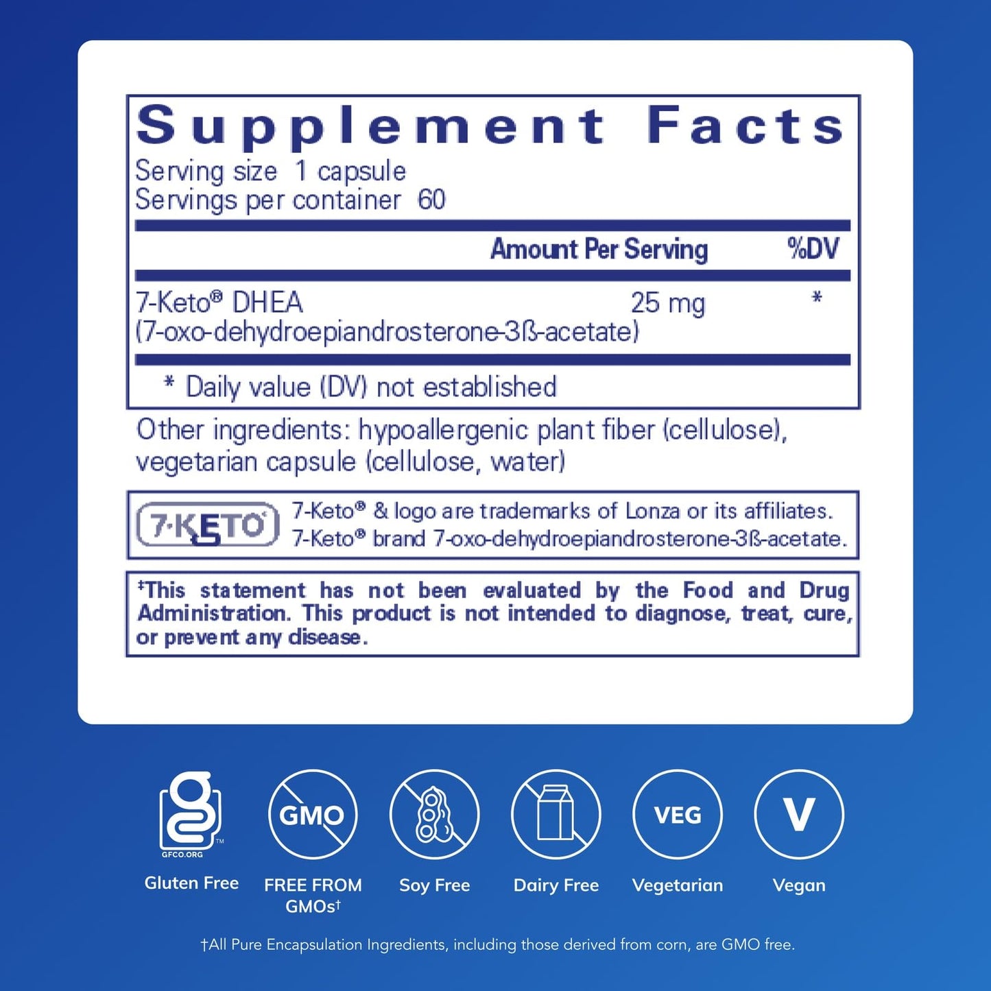 Pure Encapsulations 7-Keto DHEA 25 mg – Unique DHEA Metabolite for Thermogenesis | 60 Capsules