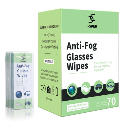 70 Count Anti-Fog Lens Wipes for Eyeglasses & Screens | Carrying Box