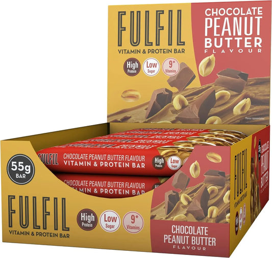 15 x Fulfil Chocolate Peanut Butter Flavour Vitamin & Protein Bar 55G British Grocery
