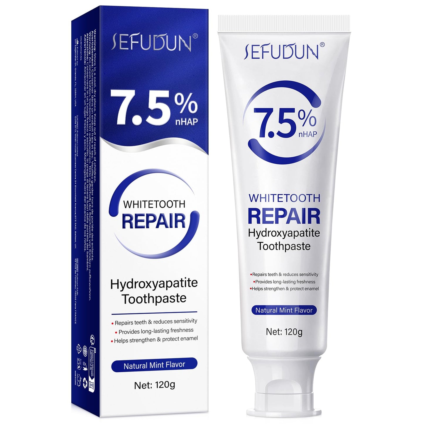 7.5% Hydroxyapatite Toothpaste (Fluoride Free) – Natural Nano HA for Sensitive Teeth, Enamel Protection & Strengthening