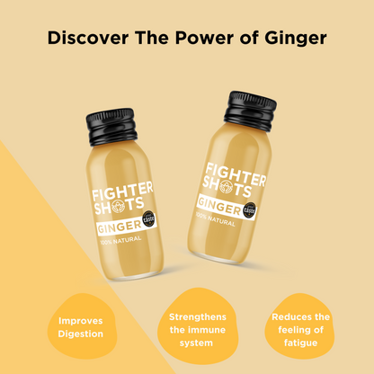 Ginger -  27g organic cold pressed ginger in every bottle, 12 x 60ml