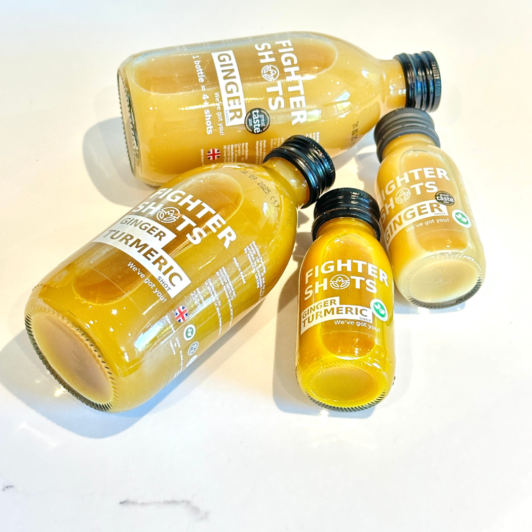Fighter Shots Organic Ginger + Turmeric Dosing Bottle | 250ml | 150mg Curcumin Per Serving