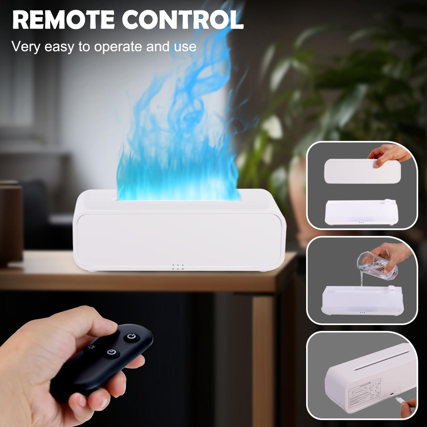 7Color Flame Diffuser – Bonfire & Fireplace (10.7 x 3 x 3.1 in)