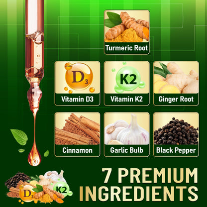 7in1 Liquid Turmeric Curcumin with D3 & K2 – 30ml Drops (2 Pack)