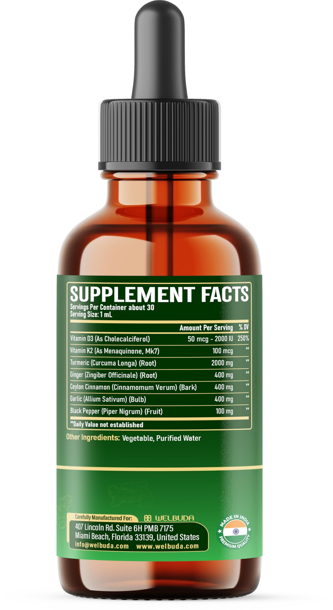 7in1 Liquid Turmeric Curcumin with D3 & K2 – 30ml Drops (2 Pack)