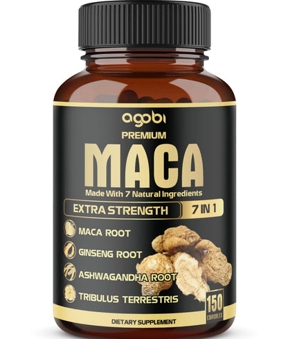 7in1 Premium Maca Root Capsules with Ashwagandha, Ginseng & More | 150 Caps (5 Months) – Natural Energy, Mood & Performance