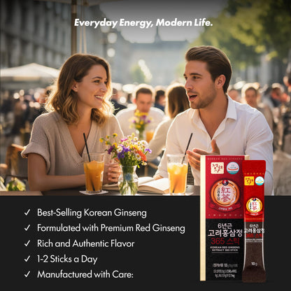JUNGWONSAM 6-Year Korean Red Ginseng 365 | 30 Sticks | Vegan | 7mg Ginsenosides Per Stick