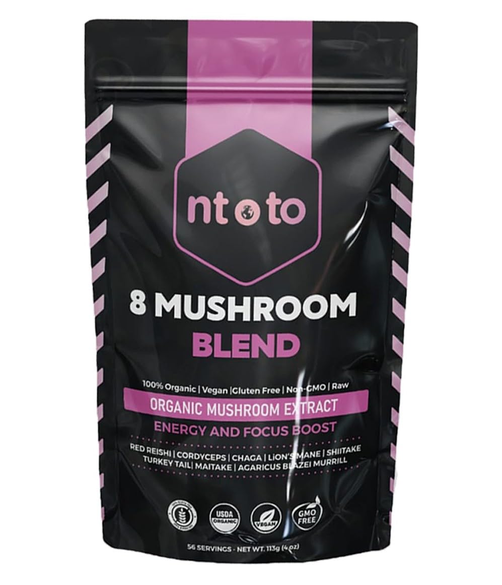8 Mushroom Blend Organic Extract – 8 oz | 8-in-1 Immunity, Focus & Energy (113 Servings)