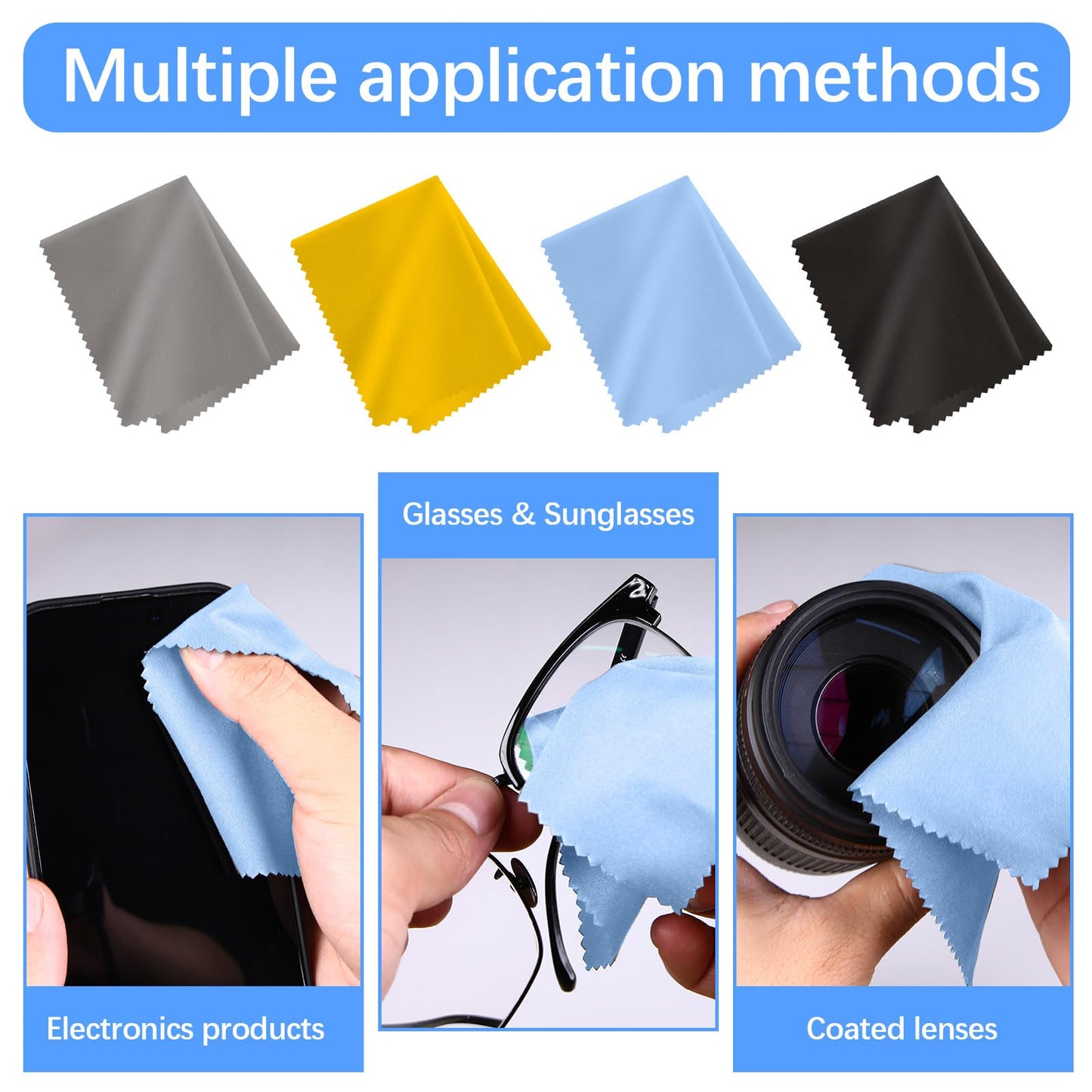 80-Pack Microfiber Cleaning Cloths for Glasses - Multi-Color - 6x7 inches
