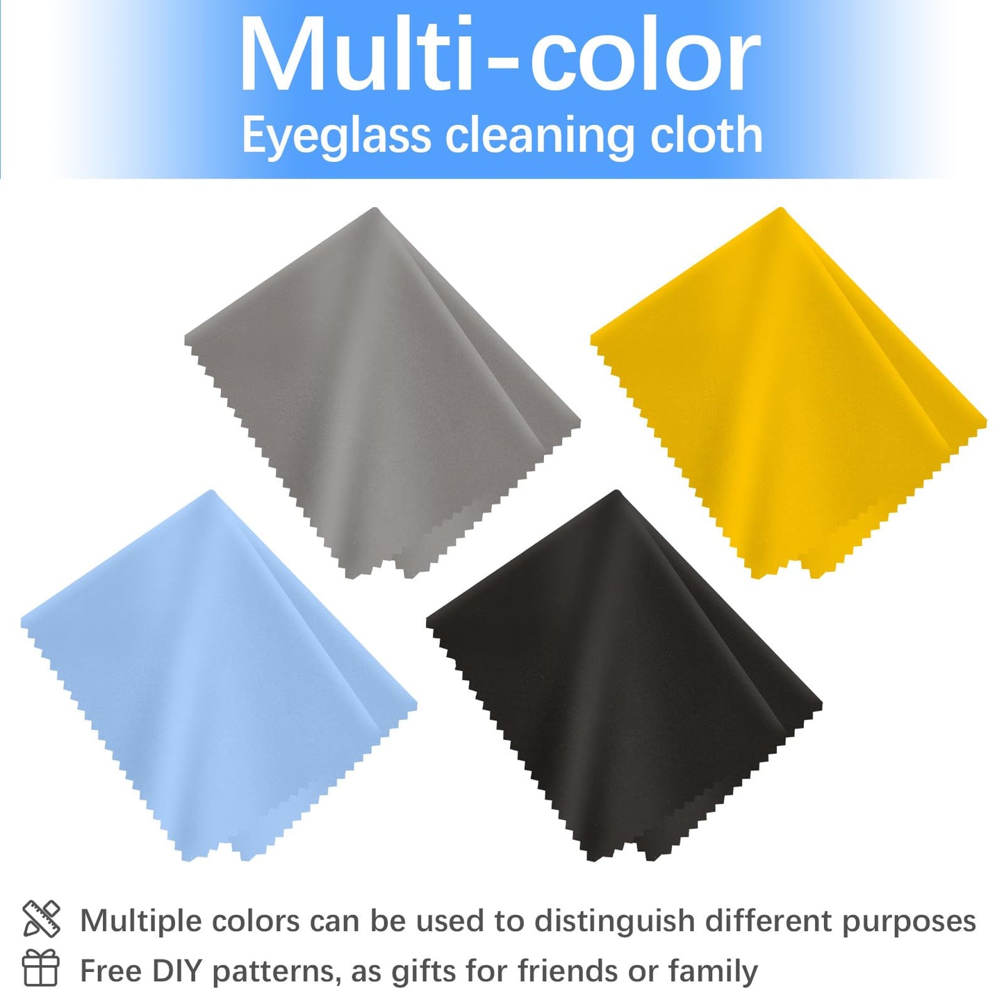 80-Pack Microfiber Cleaning Cloths for Glasses - Multi-Color - 6x7 inches
