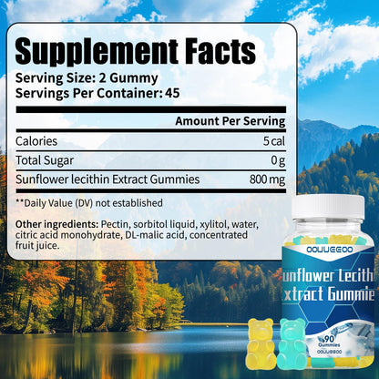 800mg Sunflower Lecithin Gummies - Vegan, Non-GMO, Soy-Free & Gluten-Free | Cognitive Health & Daily Nutrition (Blueberry Pineapple Mix)