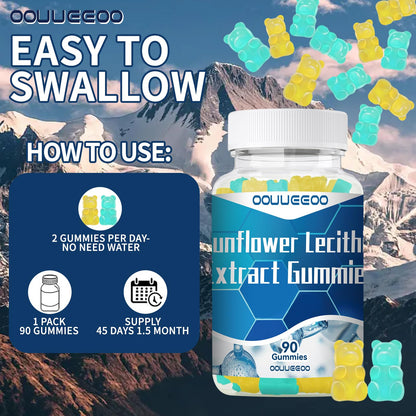 800mg Sunflower Lecithin Gummies - Vegan, Non-GMO, Soy-Free & Gluten-Free | Cognitive Health & Daily Nutrition (Blueberry Pineapple Mix)