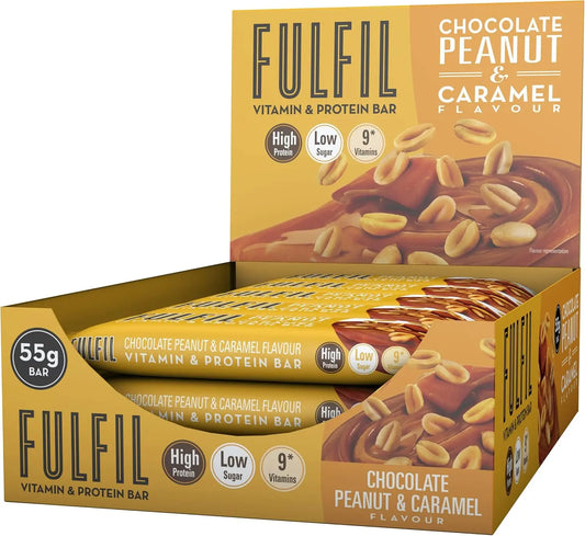 15 x Fulfil Peanut & Caramel Vitamin & Protein Bar 55G British Grocery