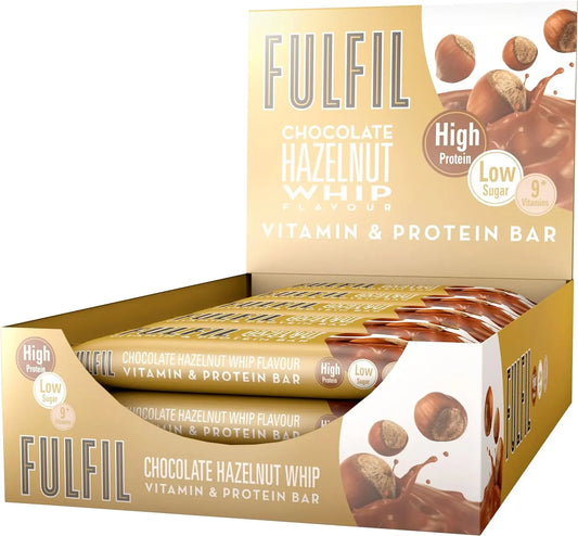 15 x Fulfil Hazelnut Whip Vitamin & Protein Bar 55Gm British Grocery