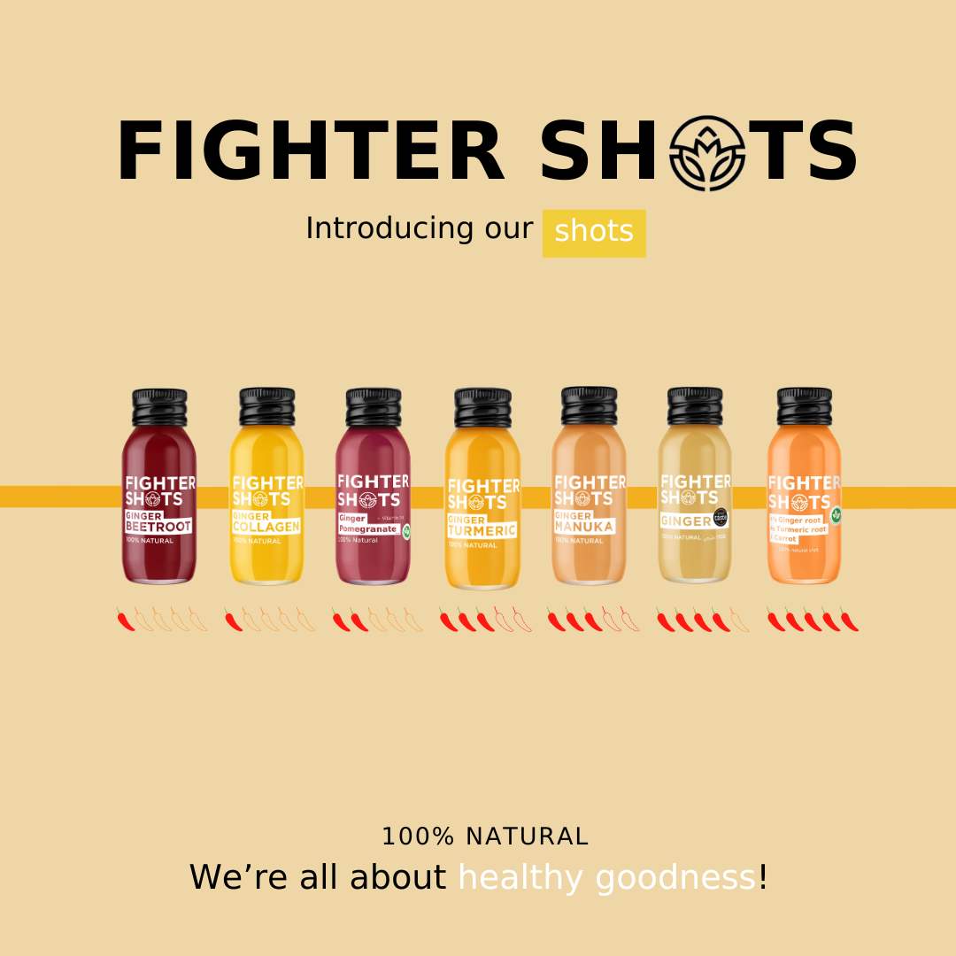 Fighter Shots Vegan Carrot + Ginger + Turmeric Wellness Shot | Cold-Pressed | 60ml | Single or 12-Pack