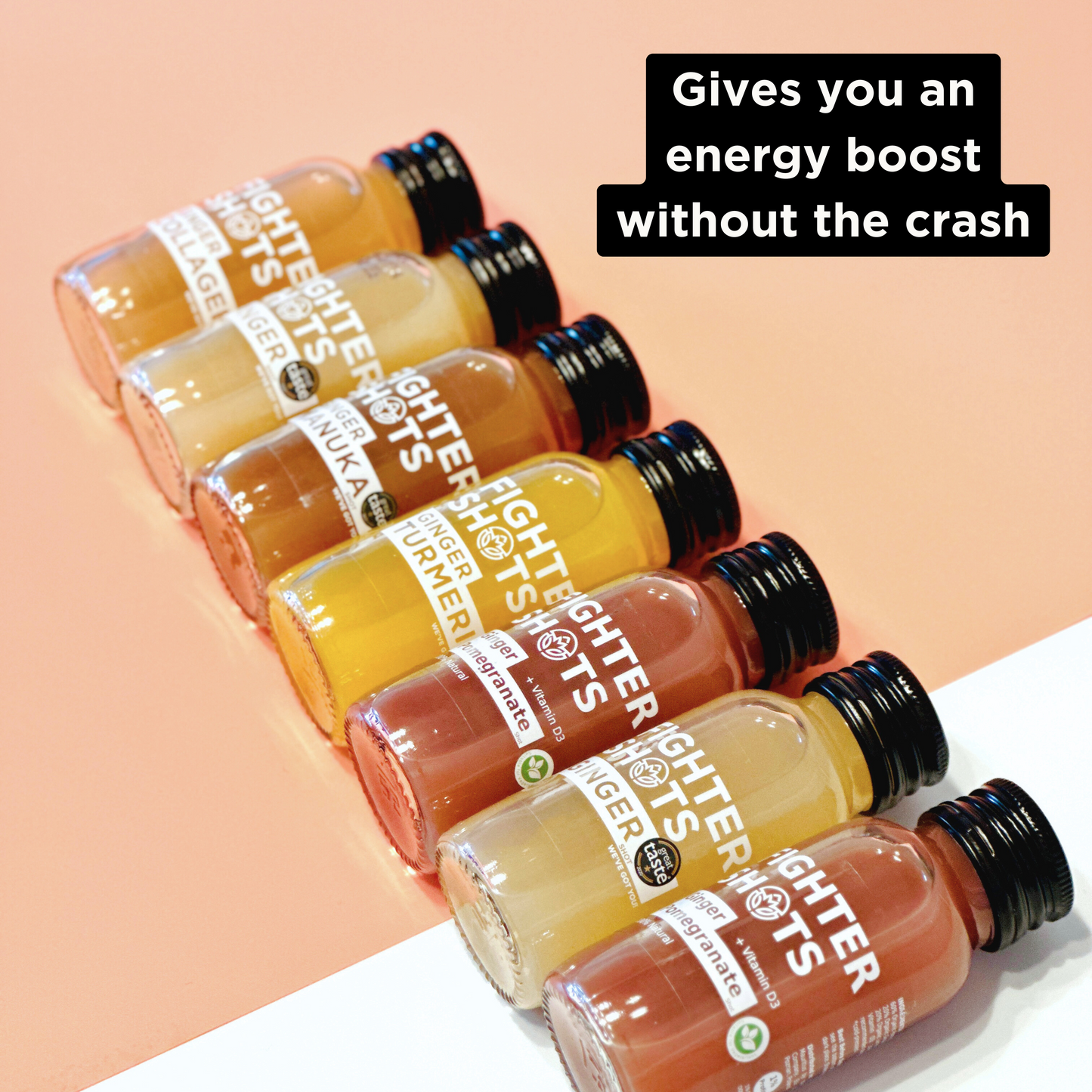 Fighter Shots Organic Ginger Shot - 27g organic cold pressed ginger in every bottle | 60ml | Single, 6-Pack or 12-Pack