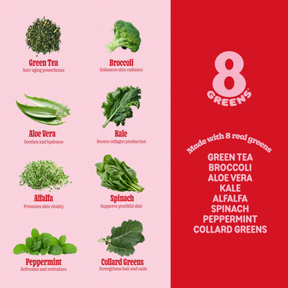 8Greens Beauty Gummies with Collagen & Biotin – Strawberry, 50 Count