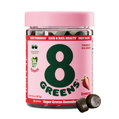8Greens Beauty Gummies with Collagen & Biotin – Strawberry, 50 Count