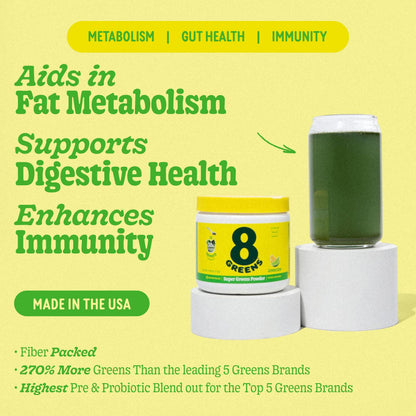 8Greens Super Greens Powder – Prebiotic & Probiotic Greens for Gut Health