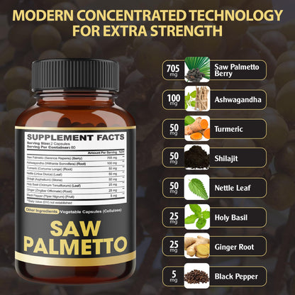 8in1 Saw Palmetto Prostate Support Supplement – 120 Vegan Capsules