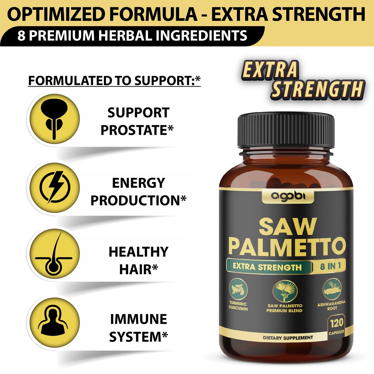 8in1 Saw Palmetto Prostate Support Supplement – 120 Vegan Capsules