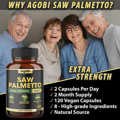 8in1 Saw Palmetto Prostate Support Supplement – 120 Vegan Capsules