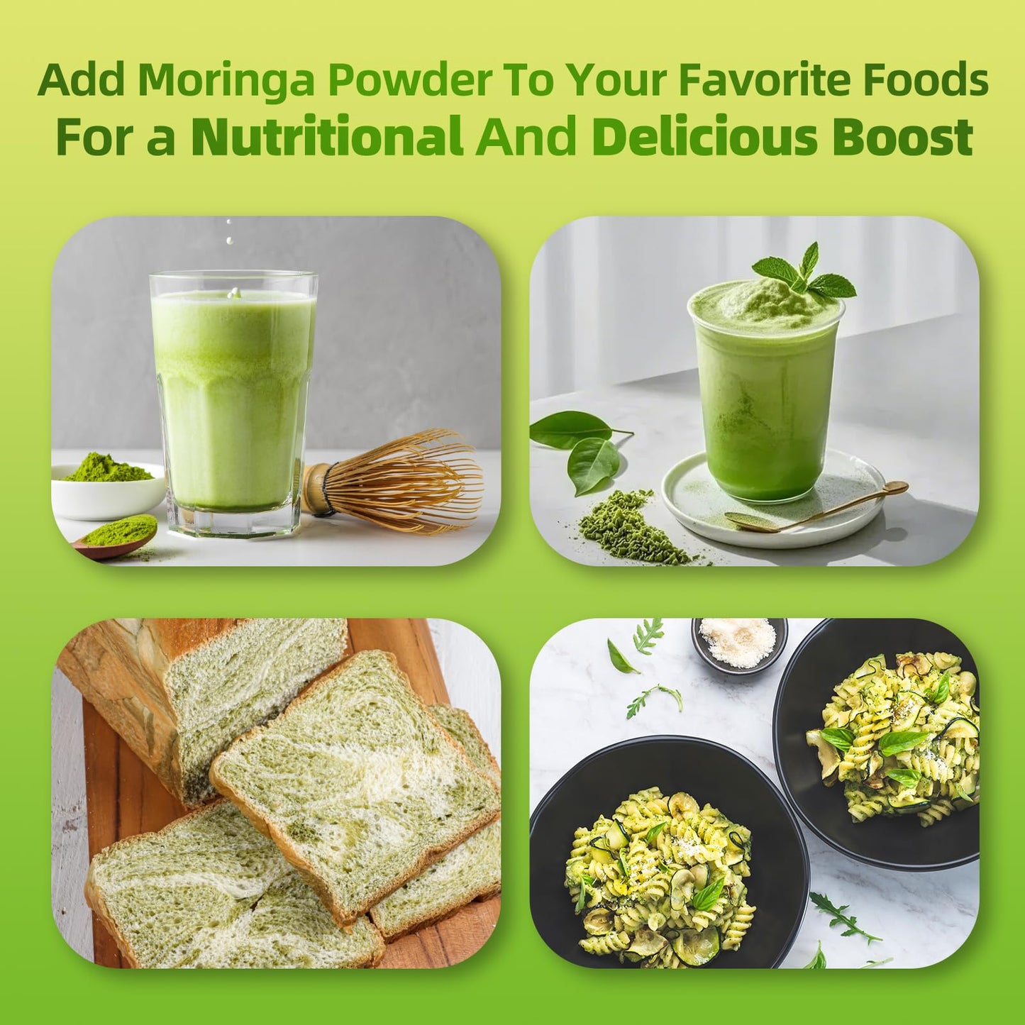 Organic Moringa & Matcha Powder – Multi-Green Superfoods for Energy, Digestion, Antioxidants | 8 oz